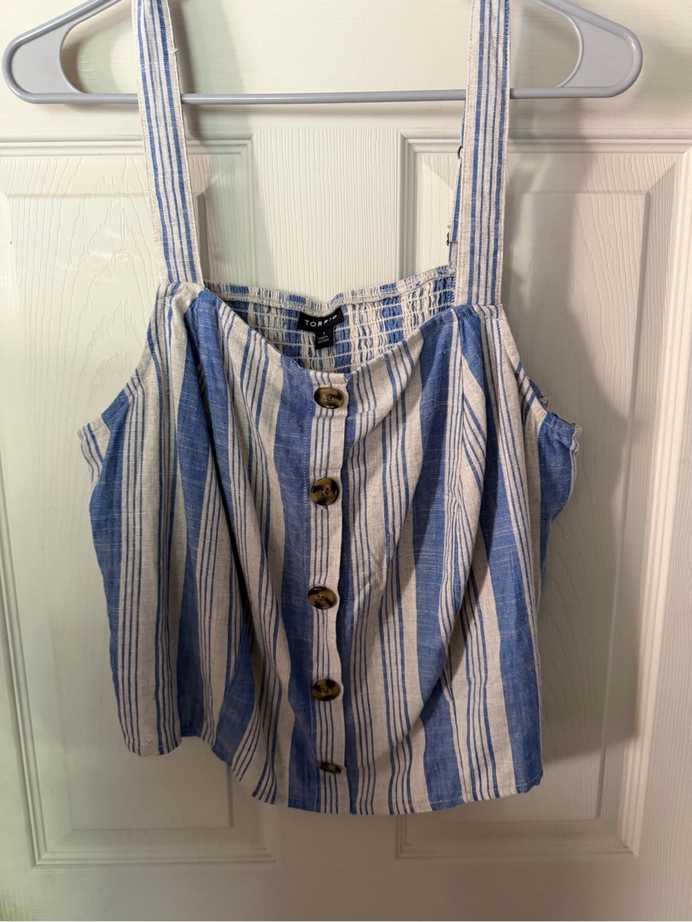 torrid Blue and White Striped Button-Front Cami
